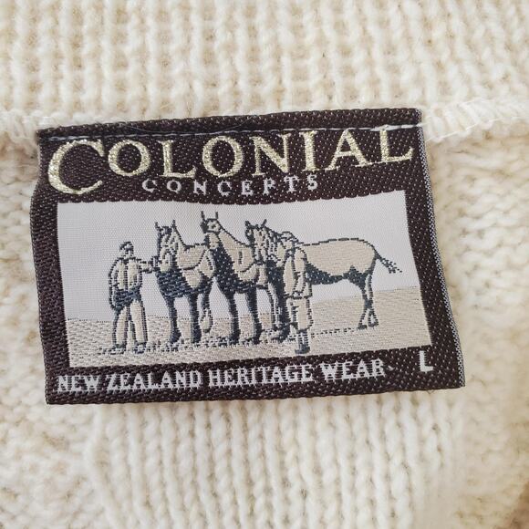 Colonial Concepts Sweater Mens Large Fisherman Wool Button Cardigan New Zealand - Picture 3 of 9